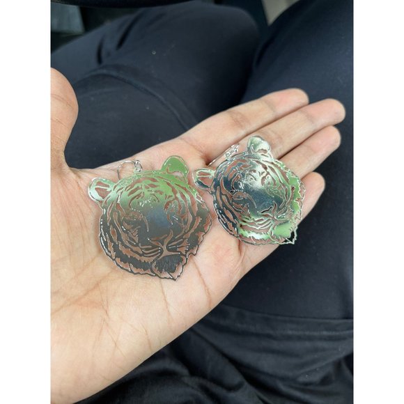 Tiger mascot earrings, auburn tigers , go tigers, cheetah earrings silver animal - Picture 3 of 6